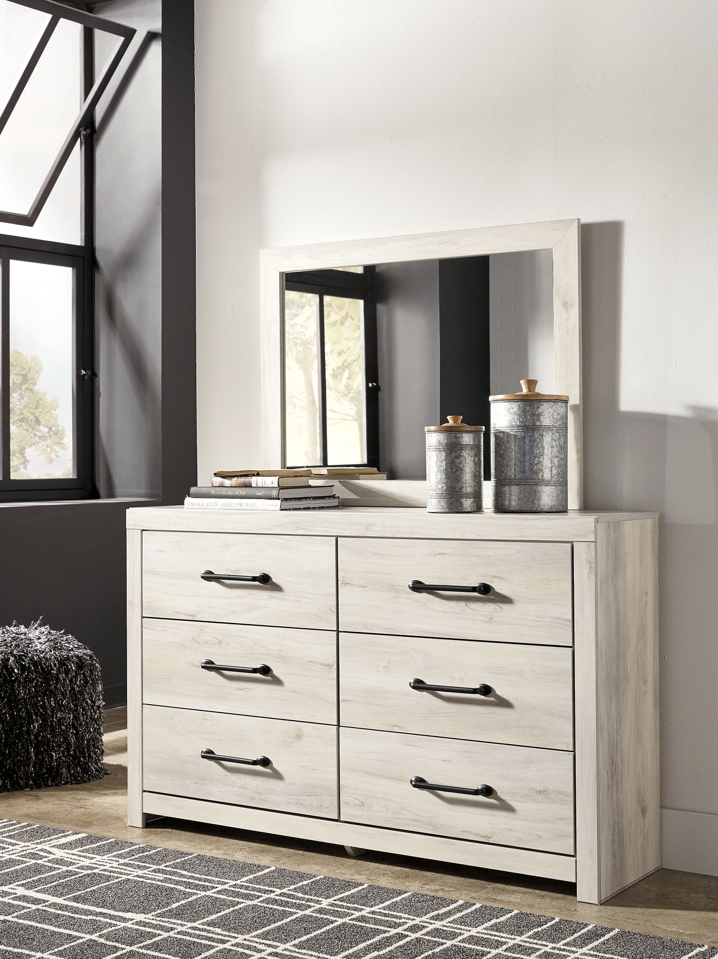 Cambeck Queen Panel Bed with 4 Storage Drawers with Mirrored Dresser, Chest and 2 Nightstands Milwaukee Furniture of Chicago - Furniture Store in Chicago Serving Humbolt Park, Roscoe Village, Avondale, & Homan Square