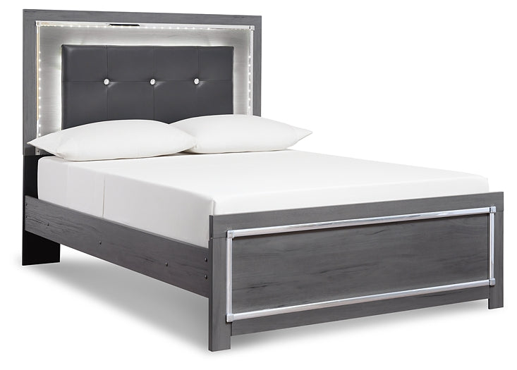 Lodanna King Panel Bed with Mirrored Dresser, Chest and Nightstand Milwaukee Furniture of Chicago - Furniture Store in Chicago Serving Humbolt Park, Roscoe Village, Avondale, & Homan Square