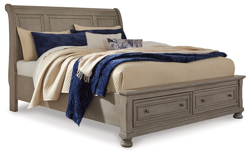 Lettner King Sleigh Bed with 2 Storage Drawers with Mirrored Dresser and 2 Nightstands Milwaukee Furniture of Chicago - Furniture Store in Chicago Serving Humbolt Park, Roscoe Village, Avondale, & Homan Square
