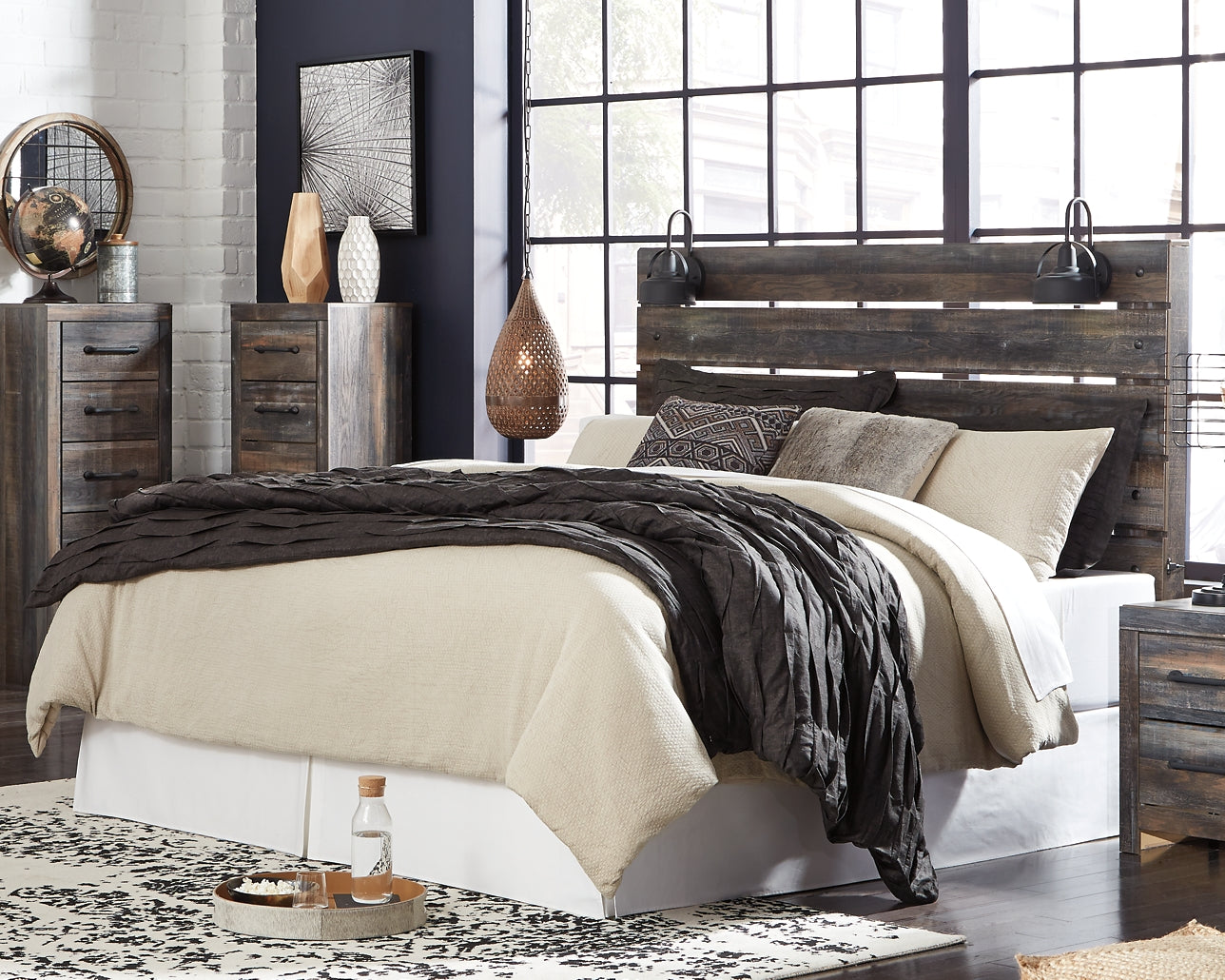 Drystan King Panel Headboard with Mirrored Dresser Milwaukee Furniture of Chicago - Furniture Store in Chicago Serving Humbolt Park, Roscoe Village, Avondale, & Homan Square