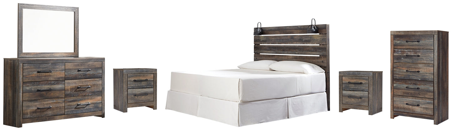 Drystan King Panel Headboard with Mirrored Dresser, Chest and 2 Nightstands Milwaukee Furniture of Chicago - Furniture Store in Chicago Serving Humbolt Park, Roscoe Village, Avondale, & Homan Square