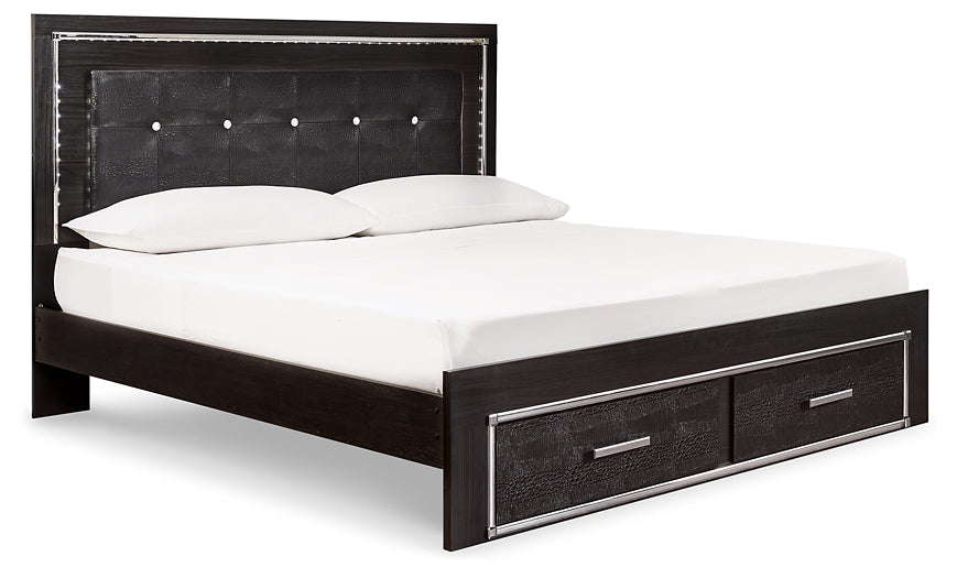 Kaydell King Panel Bed with Storage with Mirrored Dresser and Chest Milwaukee Furniture of Chicago - Furniture Store in Chicago Serving Humbolt Park, Roscoe Village, Avondale, & Homan Square