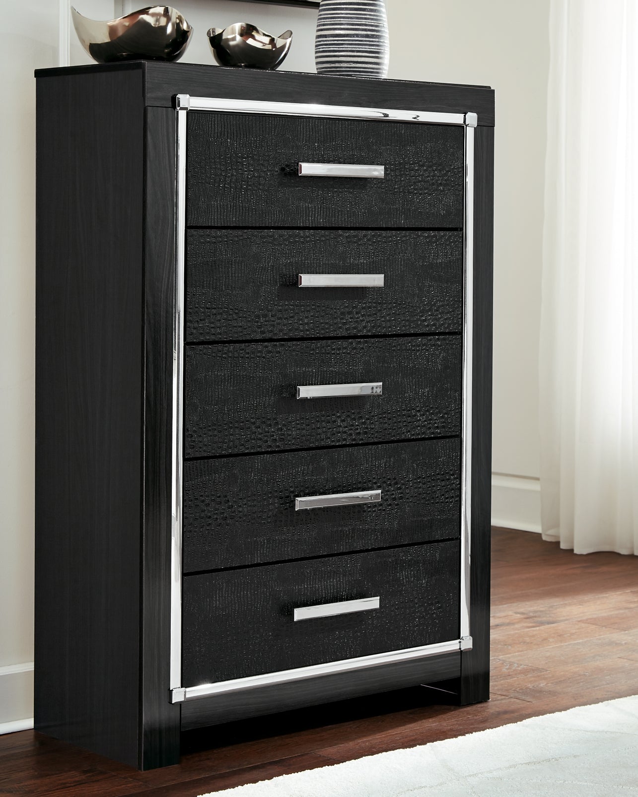 Kaydell King Panel Bed with Storage with Mirrored Dresser and Chest Milwaukee Furniture of Chicago - Furniture Store in Chicago Serving Humbolt Park, Roscoe Village, Avondale, & Homan Square