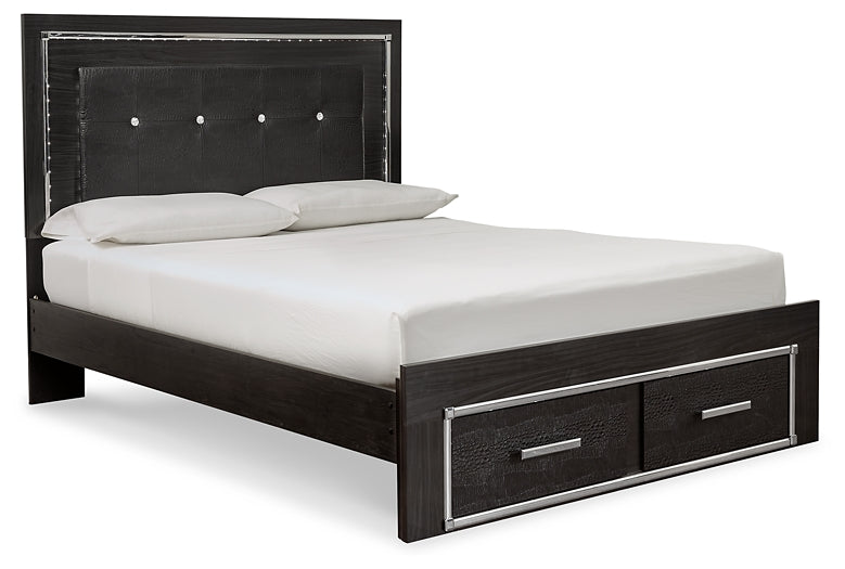 Kaydell Queen Panel Bed with Storage with Mirrored Dresser and Chest Milwaukee Furniture of Chicago - Furniture Store in Chicago Serving Humbolt Park, Roscoe Village, Avondale, & Homan Square