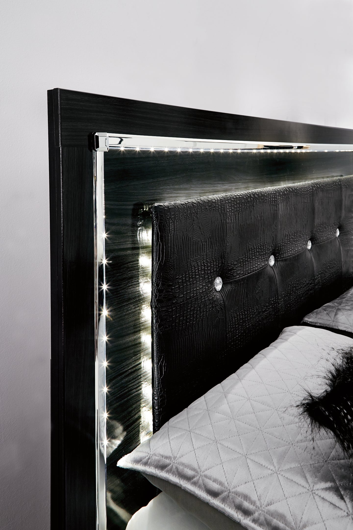 Kaydell Queen Panel Bed with Storage with Mirrored Dresser and Chest Milwaukee Furniture of Chicago - Furniture Store in Chicago Serving Humbolt Park, Roscoe Village, Avondale, & Homan Square