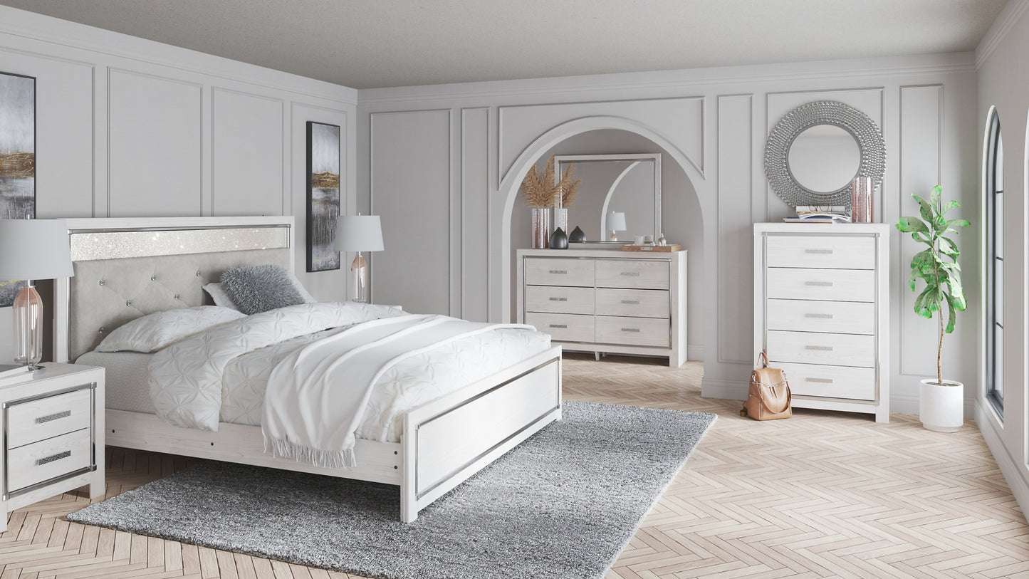 Altyra King Panel Headboard with Mirrored Dresser and 2 Nightstands Milwaukee Furniture of Chicago - Furniture Store in Chicago Serving Humbolt Park, Roscoe Village, Avondale, & Homan Square