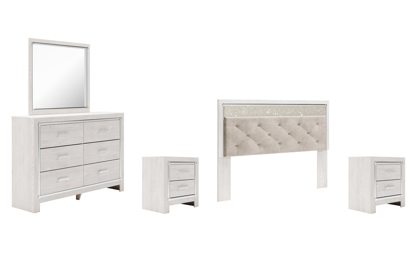 Altyra King Panel Headboard with Mirrored Dresser and 2 Nightstands Milwaukee Furniture of Chicago - Furniture Store in Chicago Serving Humbolt Park, Roscoe Village, Avondale, & Homan Square