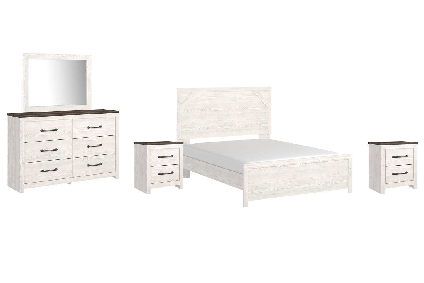 Gerridan Queen Panel Bed with Mirrored Dresser and 2 Nightstands Milwaukee Furniture of Chicago - Furniture Store in Chicago Serving Humbolt Park, Roscoe Village, Avondale, & Homan Square