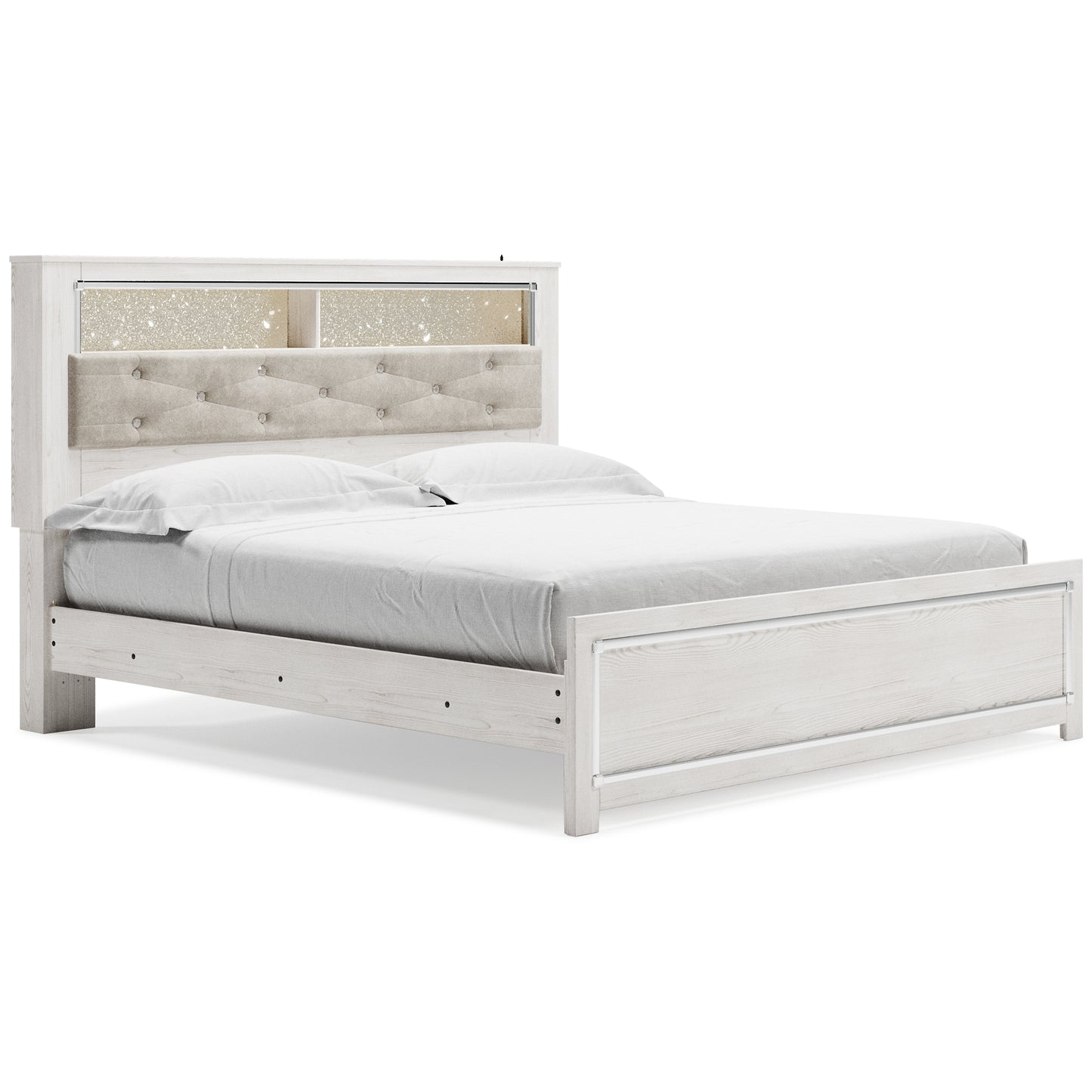 Altyra King Panel Bookcase Bed with Mirrored Dresser and 2 Nightstands Milwaukee Furniture of Chicago - Furniture Store in Chicago Serving Humbolt Park, Roscoe Village, Avondale, & Homan Square