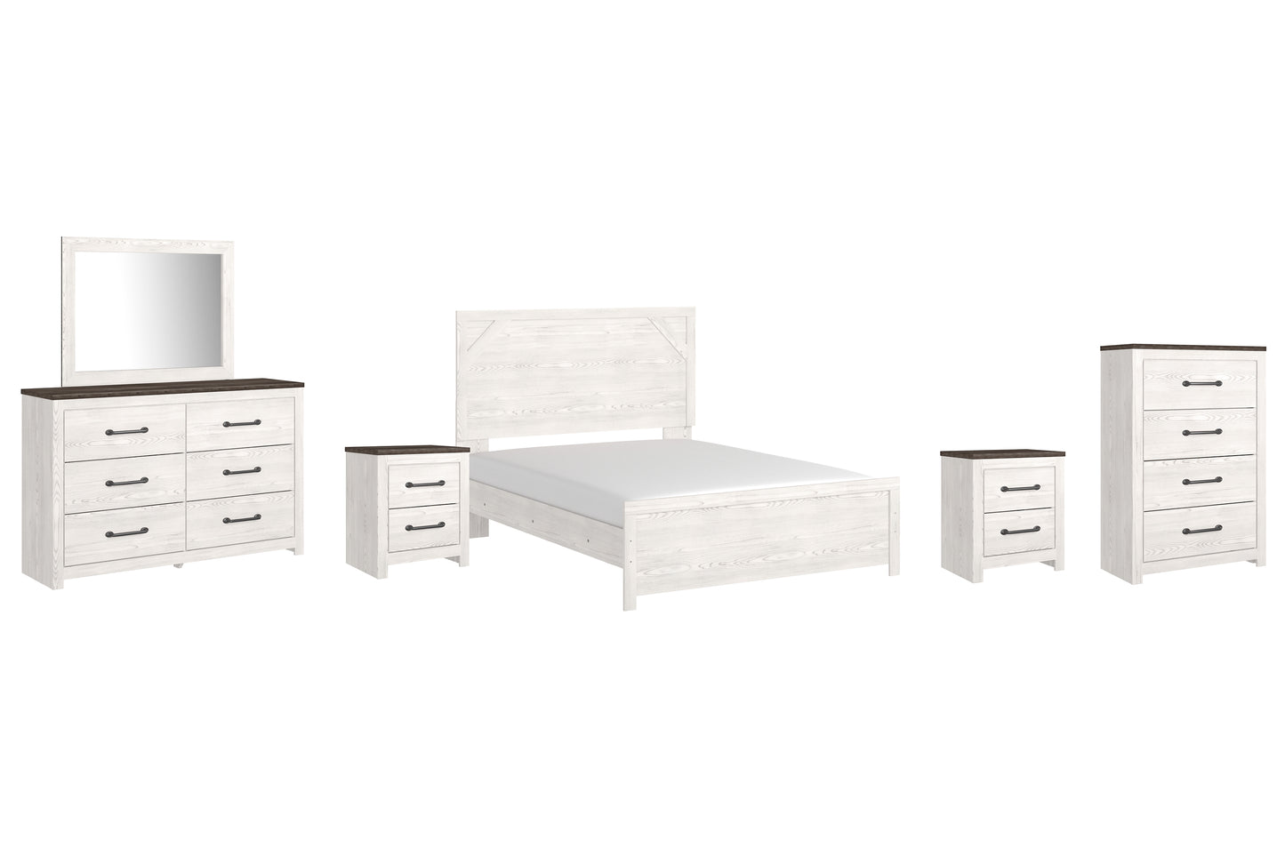 Gerridan Queen Panel Bed with Mirrored Dresser, Chest and 2 Nightstands Milwaukee Furniture of Chicago - Furniture Store in Chicago Serving Humbolt Park, Roscoe Village, Avondale, & Homan Square
