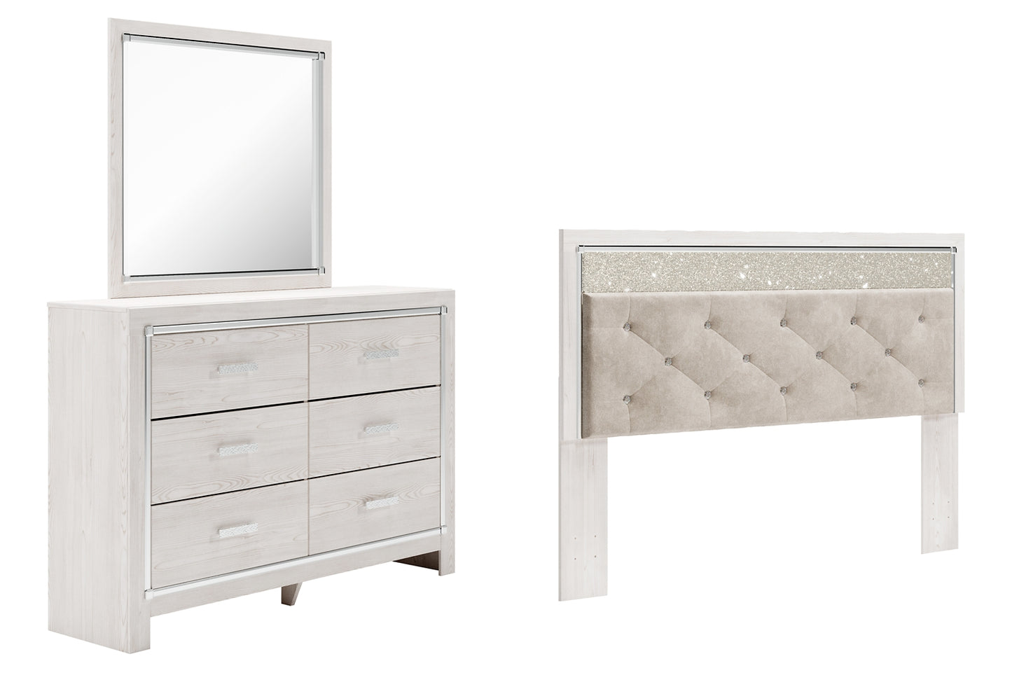 Altyra King Panel Headboard with Mirrored Dresser Milwaukee Furniture of Chicago - Furniture Store in Chicago Serving Humbolt Park, Roscoe Village, Avondale, & Homan Square