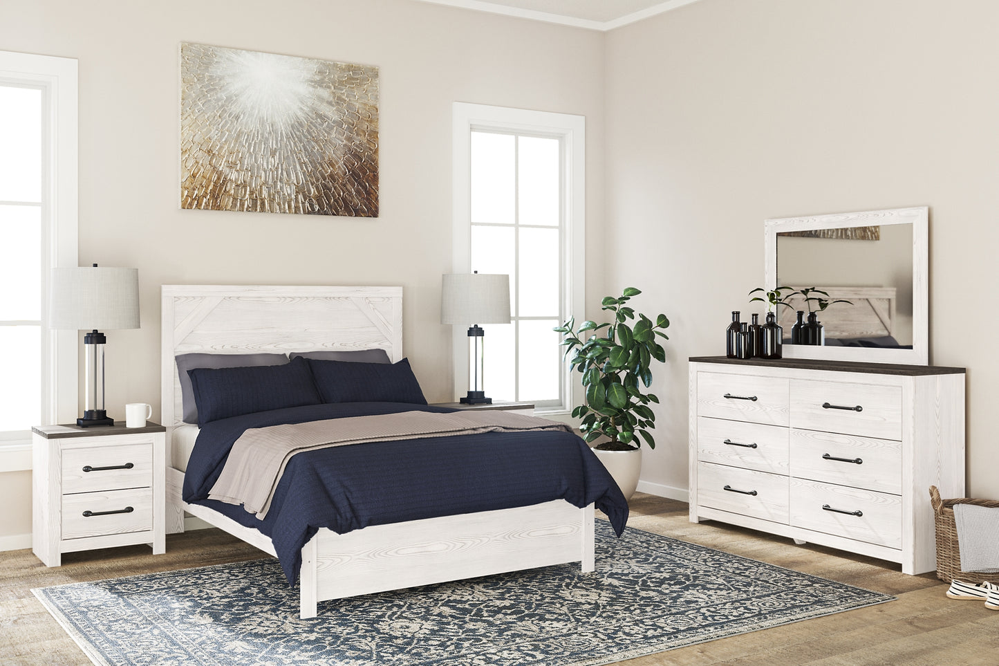 Gerridan Full Panel Bed with Mirrored Dresser and 2 Nightstands Milwaukee Furniture of Chicago - Furniture Store in Chicago Serving Humbolt Park, Roscoe Village, Avondale, & Homan Square
