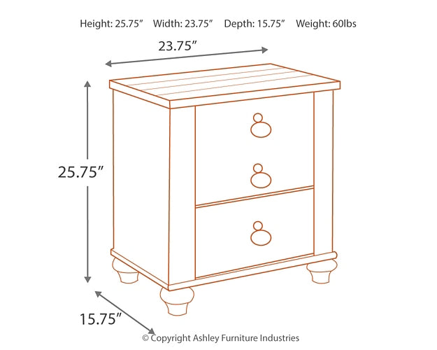 Willowton Two Drawer Night Stand Milwaukee Furniture of Chicago - Furniture Store in Chicago Serving Humbolt Park, Roscoe Village, Avondale, & Homan Square