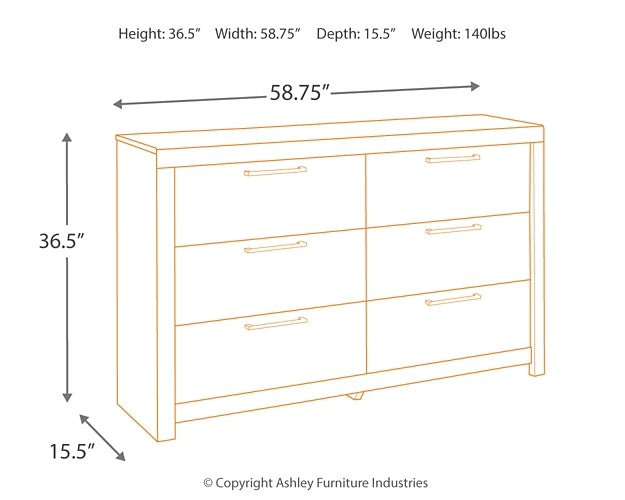 Derekson Six Drawer Dresser Milwaukee Furniture of Chicago - Furniture Store in Chicago Serving Humbolt Park, Roscoe Village, Avondale, & Homan Square