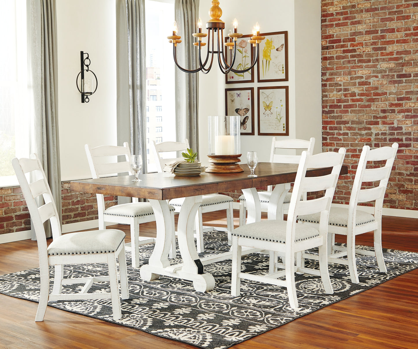 Valebeck Dining Table and 6 Chairs Milwaukee Furniture of Chicago - Furniture Store in Chicago Serving Humbolt Park, Roscoe Village, Avondale, & Homan Square