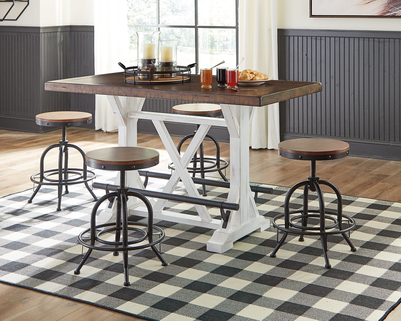 Valebeck Counter Height Dining Table and 4 Barstools Milwaukee Furniture of Chicago - Furniture Store in Chicago Serving Humbolt Park, Roscoe Village, Avondale, & Homan Square