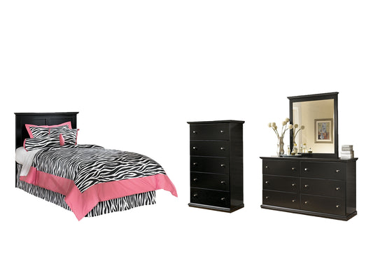Maribel Twin Panel Headboard with Mirrored Dresser and Chest Milwaukee Furniture of Chicago - Furniture Store in Chicago Serving Humbolt Park, Roscoe Village, Avondale, & Homan Square