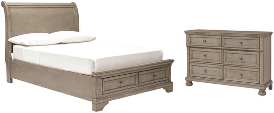 Lettner Full Sleigh Bed with Dresser Milwaukee Furniture of Chicago - Furniture Store in Chicago Serving Humbolt Park, Roscoe Village, Avondale, & Homan Square