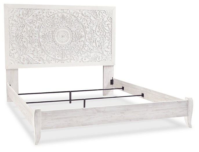 Paxberry King Panel Bed with Mirrored Dresser and Chest Milwaukee Furniture of Chicago - Furniture Store in Chicago Serving Humbolt Park, Roscoe Village, Avondale, & Homan Square