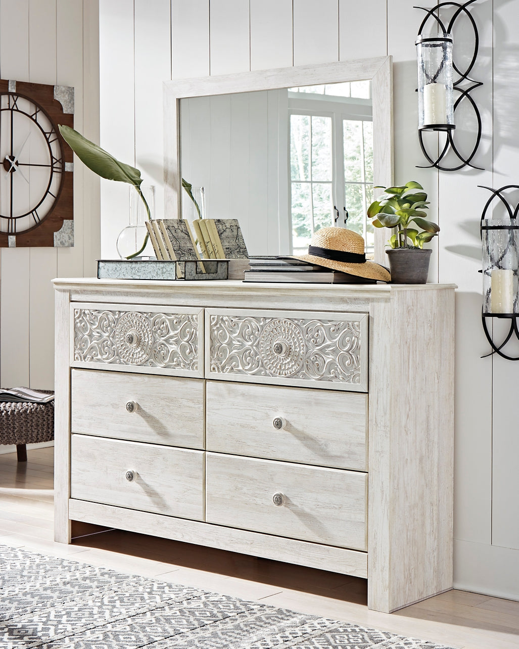 Paxberry King Panel Bed with Mirrored Dresser and Chest Milwaukee Furniture of Chicago - Furniture Store in Chicago Serving Humbolt Park, Roscoe Village, Avondale, & Homan Square