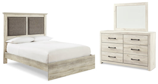 Cambeck King Upholstered Panel Bed with Mirrored Dresser Milwaukee Furniture of Chicago - Furniture Store in Chicago Serving Humbolt Park, Roscoe Village, Avondale, & Homan Square