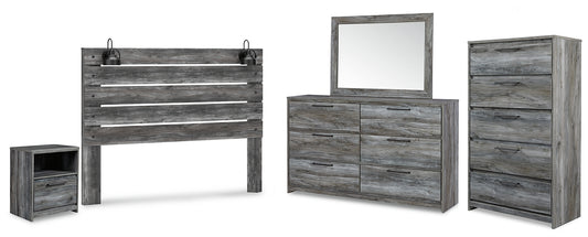 Baystorm King Panel Headboard with Mirrored Dresser, Chest and Nightstand Milwaukee Furniture of Chicago - Furniture Store in Chicago Serving Humbolt Park, Roscoe Village, Avondale, & Homan Square