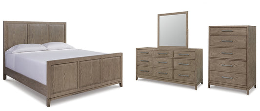 Chrestner King Panel Bed with Mirrored Dresser and Chest Milwaukee Furniture of Chicago - Furniture Store in Chicago Serving Humbolt Park, Roscoe Village, Avondale, & Homan Square