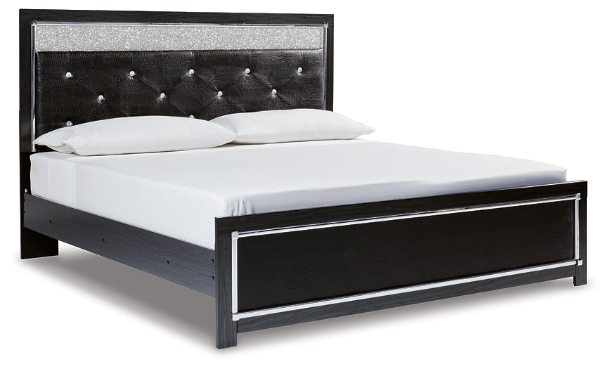 Kaydell King Upholstered Panel Platform Bed with Mirrored Dresser and Chest Milwaukee Furniture of Chicago - Furniture Store in Chicago Serving Humbolt Park, Roscoe Village, Avondale, & Homan Square