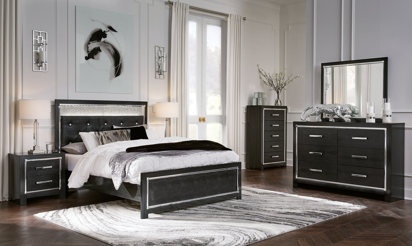 Kaydell Queen Upholstered Panel Bed with Mirrored Dresser, Chest and 2 Nightstands Milwaukee Furniture of Chicago - Furniture Store in Chicago Serving Humbolt Park, Roscoe Village, Avondale, & Homan Square