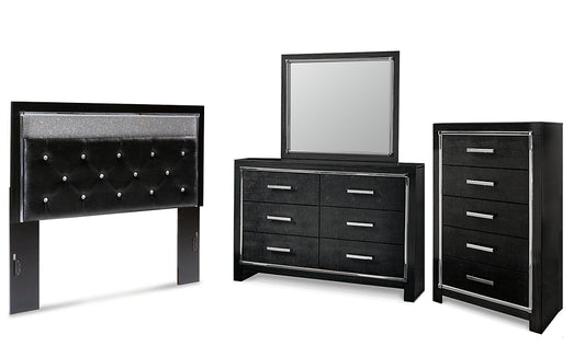Kaydell Queen Upholstered Panel Headboard with Mirrored Dresser and Chest Milwaukee Furniture of Chicago - Furniture Store in Chicago Serving Humbolt Park, Roscoe Village, Avondale, & Homan Square