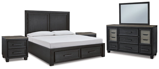 Foyland California King Panel Storage Bed with Mirrored Dresser and 2 Nightstands Milwaukee Furniture of Chicago - Furniture Store in Chicago Serving Humbolt Park, Roscoe Village, Avondale, & Homan Square