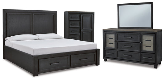 Foyland California King Panel Storage Bed with Mirrored Dresser and Chest Milwaukee Furniture of Chicago - Furniture Store in Chicago Serving Humbolt Park, Roscoe Village, Avondale, & Homan Square