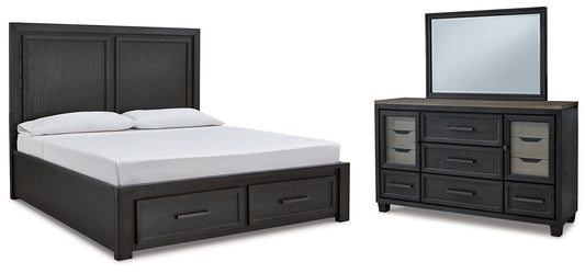 Foyland California King Panel Storage Bed with Mirrored Dresser Milwaukee Furniture of Chicago - Furniture Store in Chicago Serving Humbolt Park, Roscoe Village, Avondale, & Homan Square