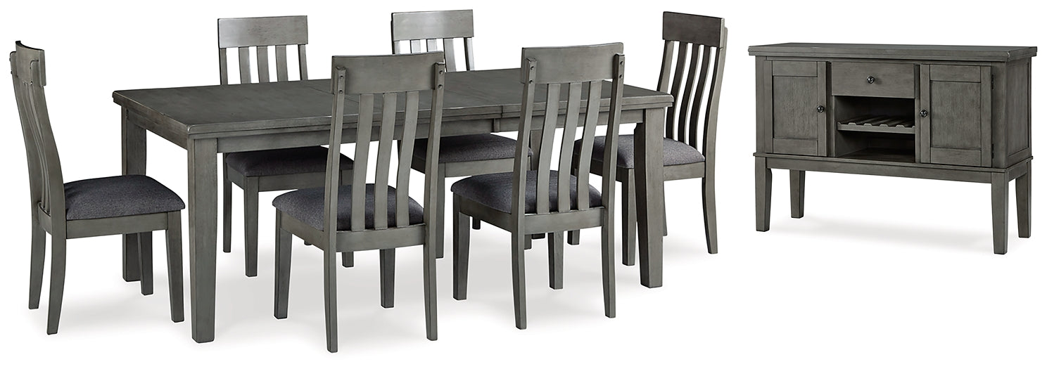 Hallanden Dining Table and 6 Chairs with Storage Milwaukee Furniture of Chicago - Furniture Store in Chicago Serving Humbolt Park, Roscoe Village, Avondale, & Homan Square