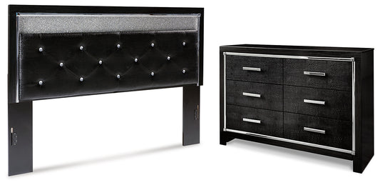 Kaydell King Upholstered Panel Headboard with Dresser Milwaukee Furniture of Chicago - Furniture Store in Chicago Serving Humbolt Park, Roscoe Village, Avondale, & Homan Square