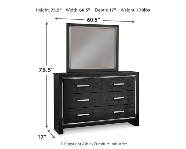 Kaydell King Upholstered Panel Headboard with Mirrored Dresser Milwaukee Furniture of Chicago - Furniture Store in Chicago Serving Humbolt Park, Roscoe Village, Avondale, & Homan Square