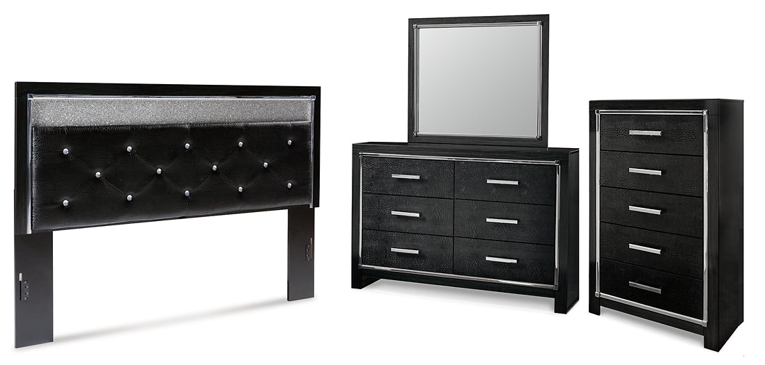 Kaydell King Upholstered Panel Headboard with Mirrored Dresser and Chest Milwaukee Furniture of Chicago - Furniture Store in Chicago Serving Humbolt Park, Roscoe Village, Avondale, & Homan Square