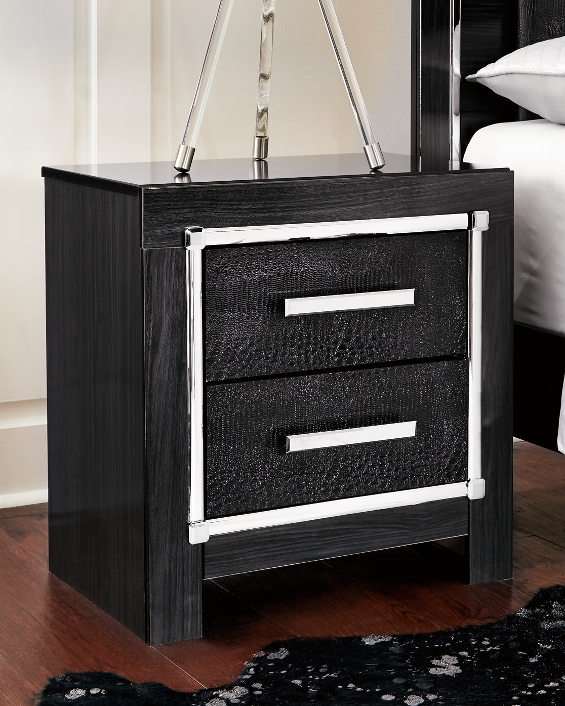 Kaydell King Upholstered Panel Headboard with Mirrored Dresser and 2 Nightstands Milwaukee Furniture of Chicago - Furniture Store in Chicago Serving Humbolt Park, Roscoe Village, Avondale, & Homan Square