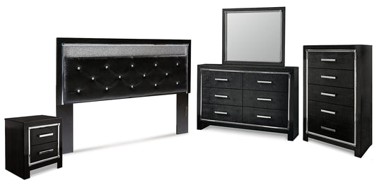 Kaydell King Upholstered Panel Headboard with Mirrored Dresser, Chest and Nightstand Milwaukee Furniture of Chicago - Furniture Store in Chicago Serving Humbolt Park, Roscoe Village, Avondale, & Homan Square