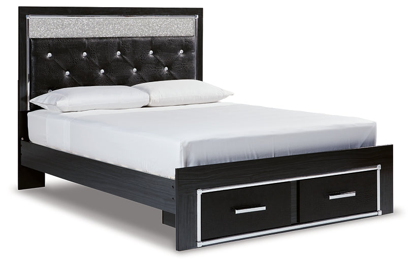 Kaydell Queen Upholstered Panel Storage Platform Bed with Mirrored Dresser and Chest Milwaukee Furniture of Chicago - Furniture Store in Chicago Serving Humbolt Park, Roscoe Village, Avondale, & Homan Square