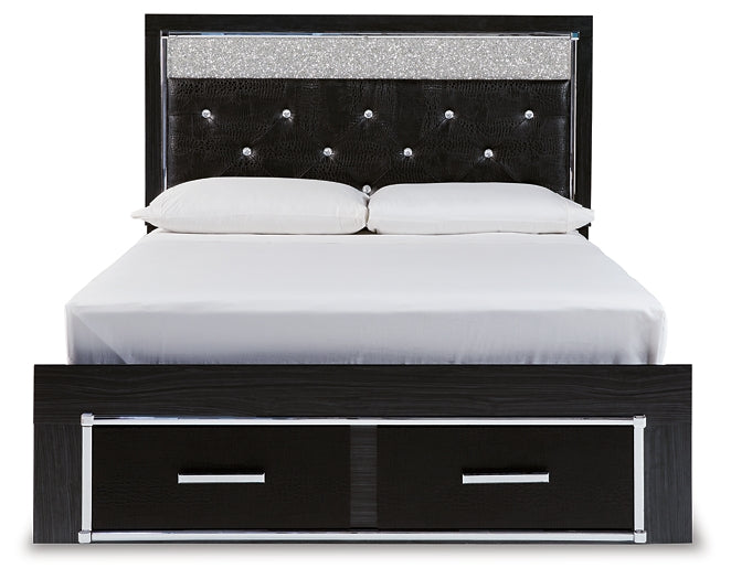 Kaydell Queen Upholstered Panel Storage Platform Bed with Mirrored Dresser and Chest Milwaukee Furniture of Chicago - Furniture Store in Chicago Serving Humbolt Park, Roscoe Village, Avondale, & Homan Square