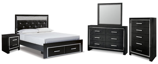 Kaydell Queen Upholstered Panel Storage Platform Bed with Mirrored Dresser, Chest and Nightstand Milwaukee Furniture of Chicago - Furniture Store in Chicago Serving Humbolt Park, Roscoe Village, Avondale, & Homan Square