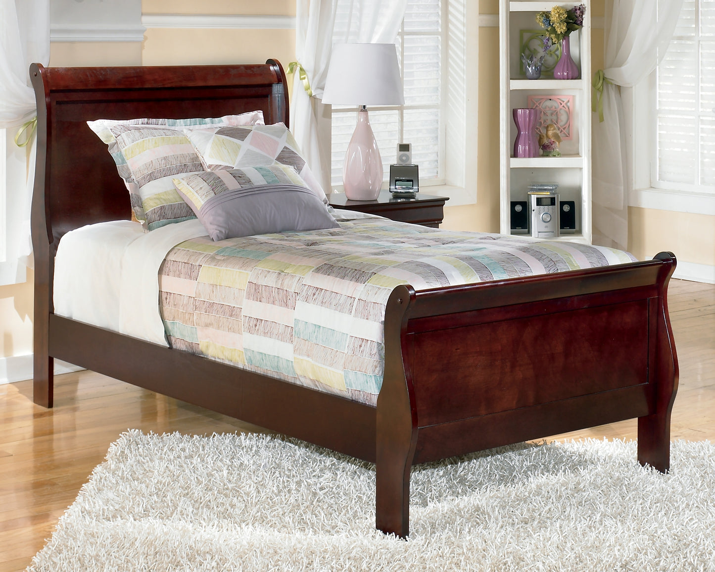 Alisdair Twin Sleigh Bed with Mirrored Dresser and 2 Nightstands Milwaukee Furniture of Chicago - Furniture Store in Chicago Serving Humbolt Park, Roscoe Village, Avondale, & Homan Square