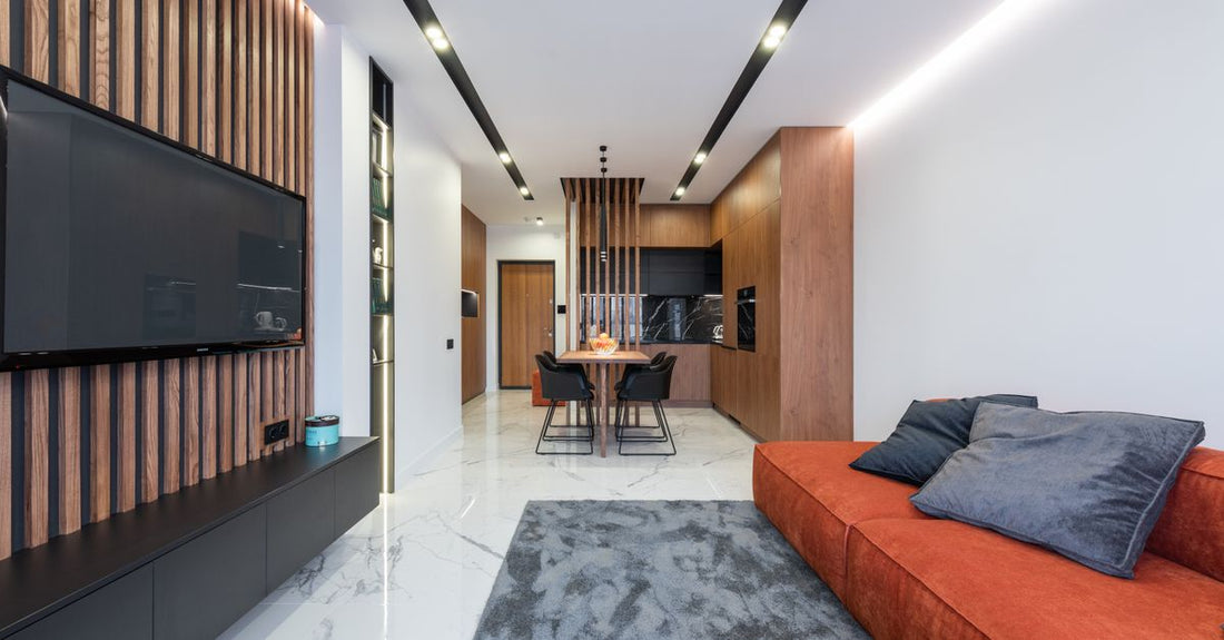 Comfortable sofa and compact furniture in a small apartment living room — Milwaukee Furniture, Chicago