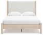 Cadmori Queen Upholstered Panel Bed with Mirrored Dresser and Chest