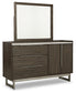Arkenton California King Panel Bed with Mirrored Dresser