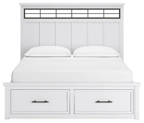 Ashbryn California King Panel Storage Bed with Mirrored Dresser, Chest and Nightstand