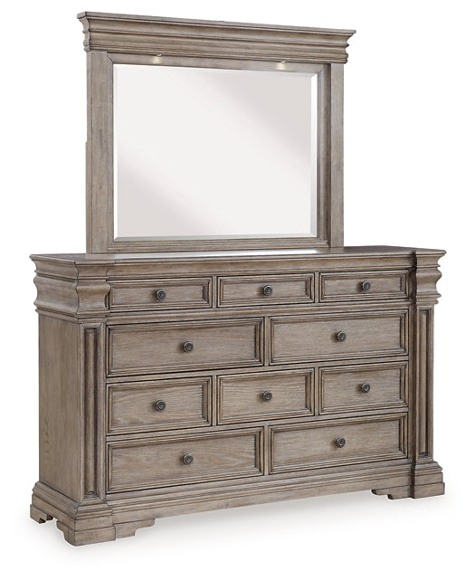 Blairhurst Queen Panel Bed with Mirrored Dresser and Chest