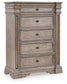 Blairhurst California King Panel Bed with Mirrored Dresser, Chest and Nightstand