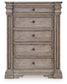 Blairhurst California King Panel Bed with Mirrored Dresser, Chest and Nightstand